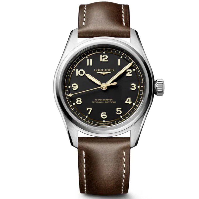 New Longines Spirit Pilot 39mm Black Dial Leather Men’s Watch L38094532