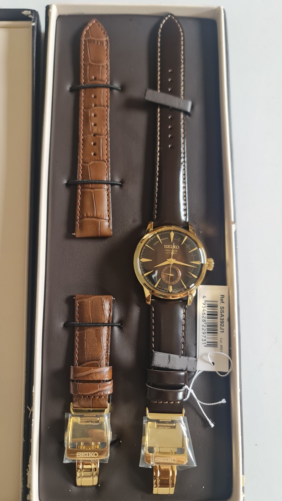 SEIKO PRESAGE SSA392J1 Automatic Limited Watch Cocktail Brown Leather 4R57 Gold