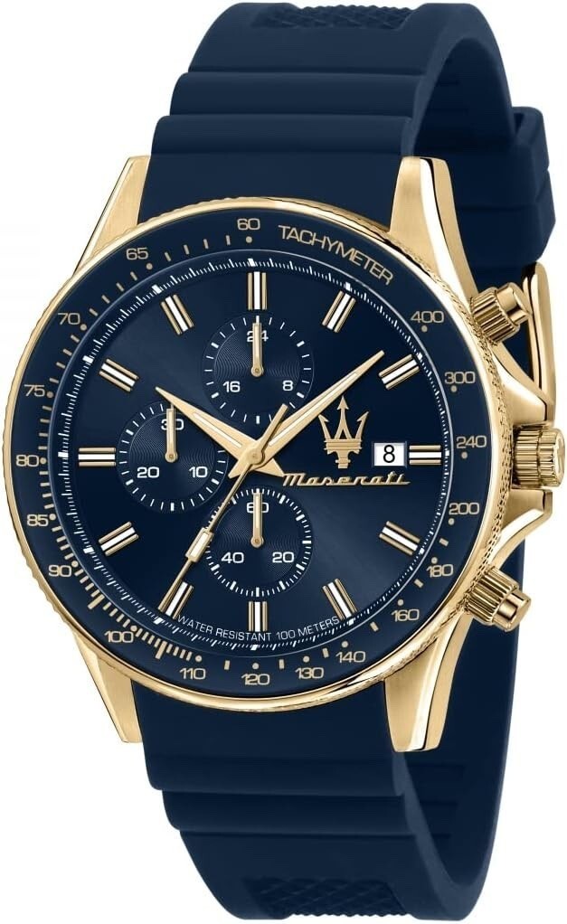 Maserati Sfida R8871640004 Blue Chronograph Silicone Mens Watch 44mm Boxed