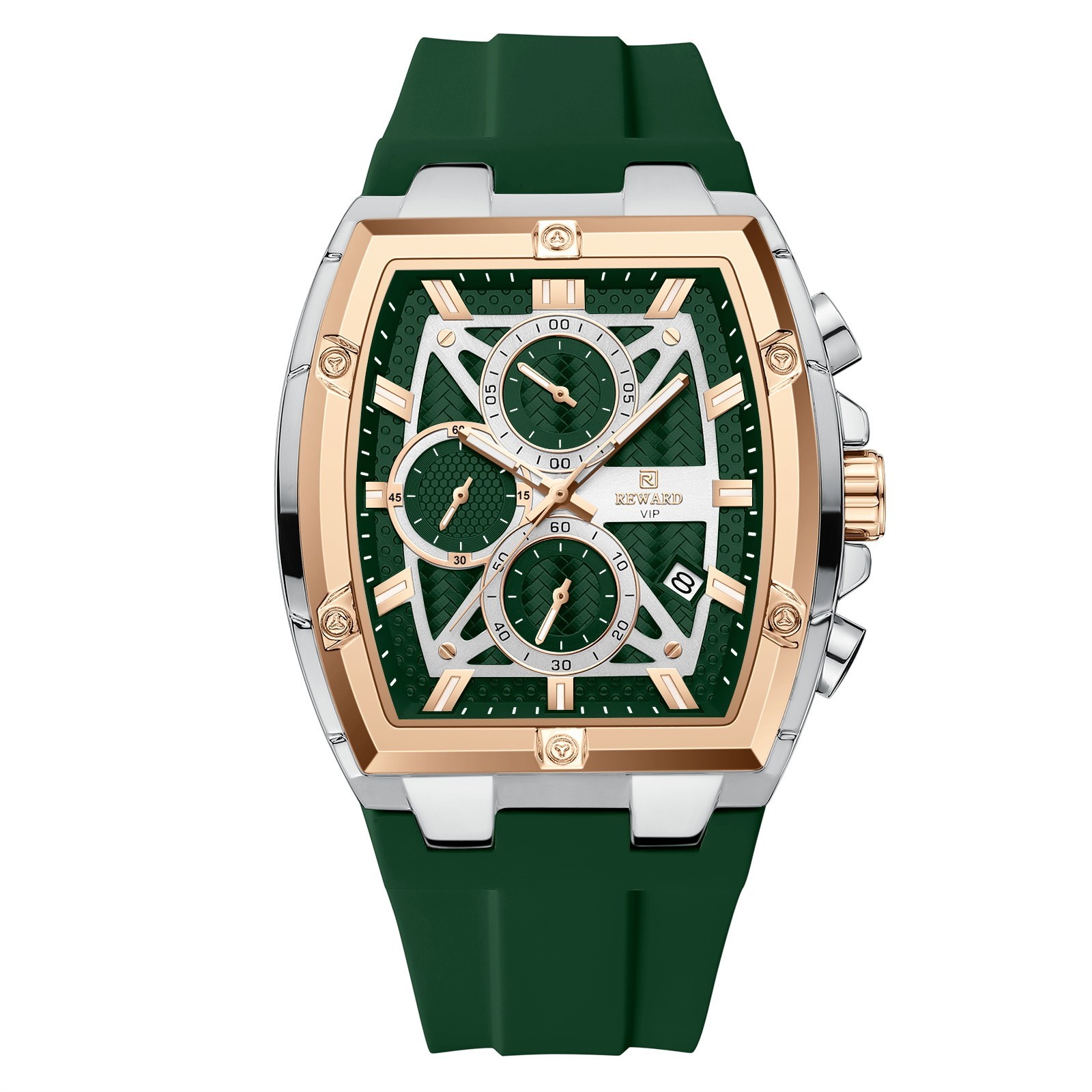 REWARD Men’s Tonneau Multifunction Chronograph Luminous Calendar Quartz Watch