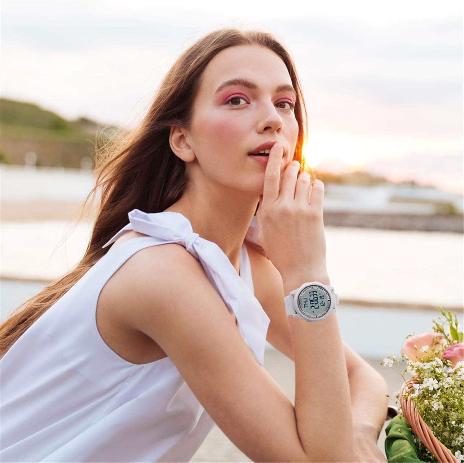 Slim Digital Watch with Stopwatch, Alarm, & Wide-Angle Display for All Occasions
