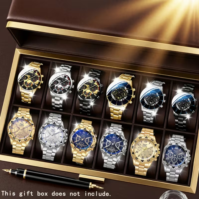 12PCS Men’s Fashion Quartz Watch Set – Business & Casual Style