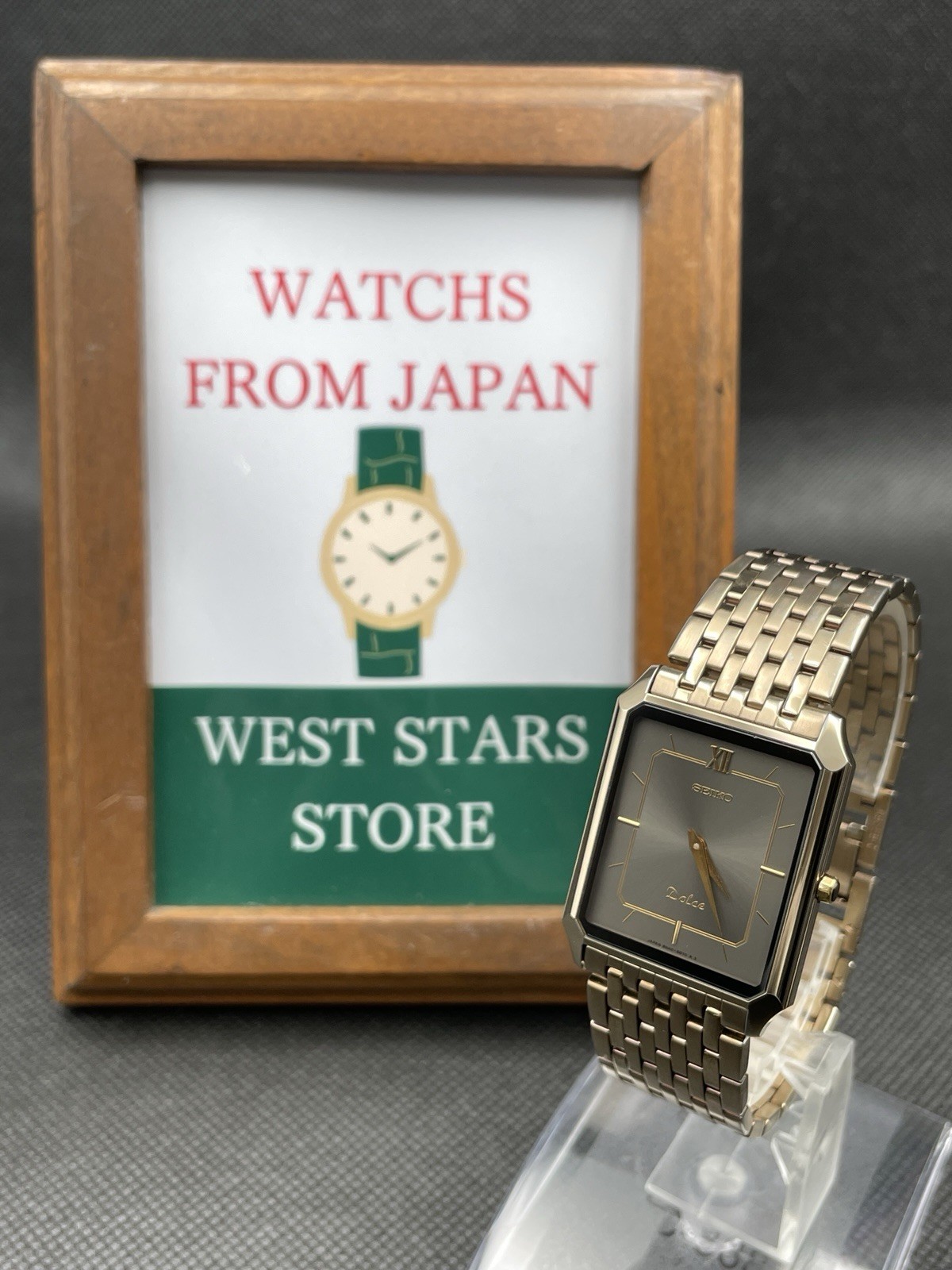 [Excellent] Vintage SEIKO DOLCE 8N40-5050 Gold Band Rectangle Quartz Men’s JAPAN