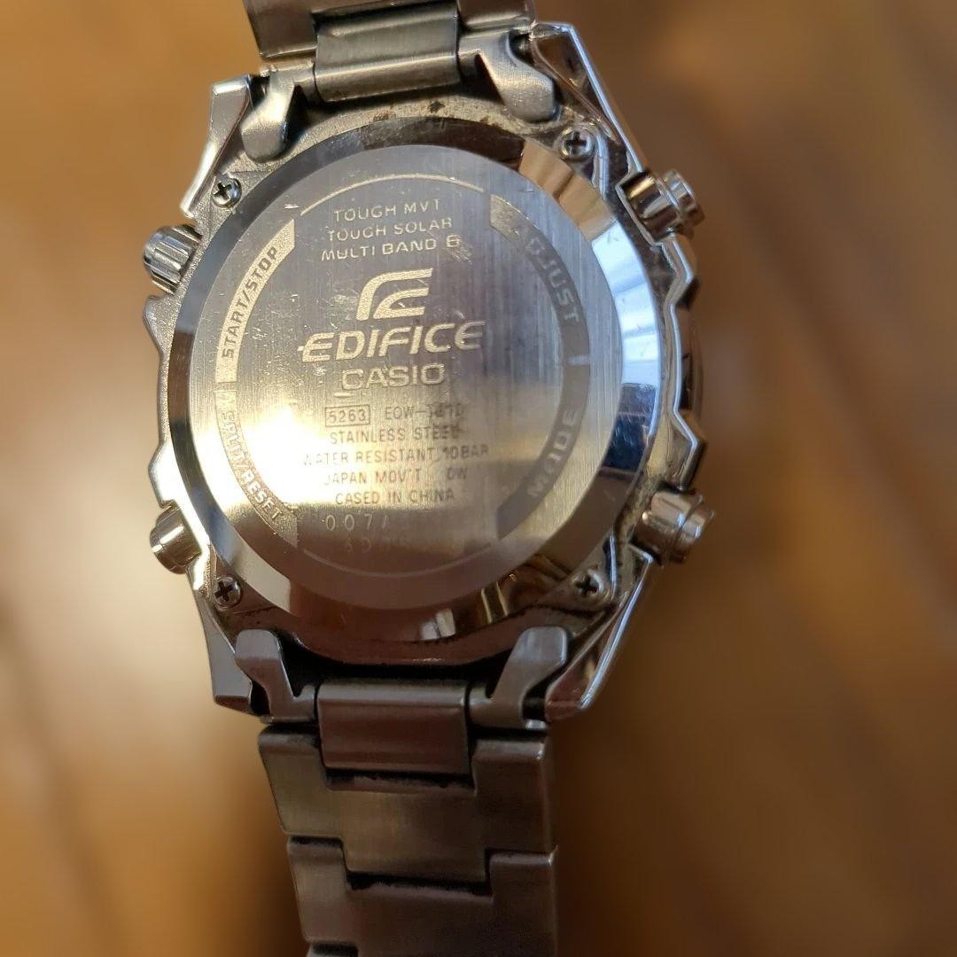 Casio Edifice World Time Tough Movement Dark Gray Dial Mens Watch Japan