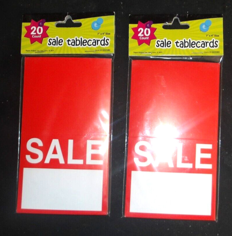 Regent Products Two Packs Of 20 Each Sale Tablecards