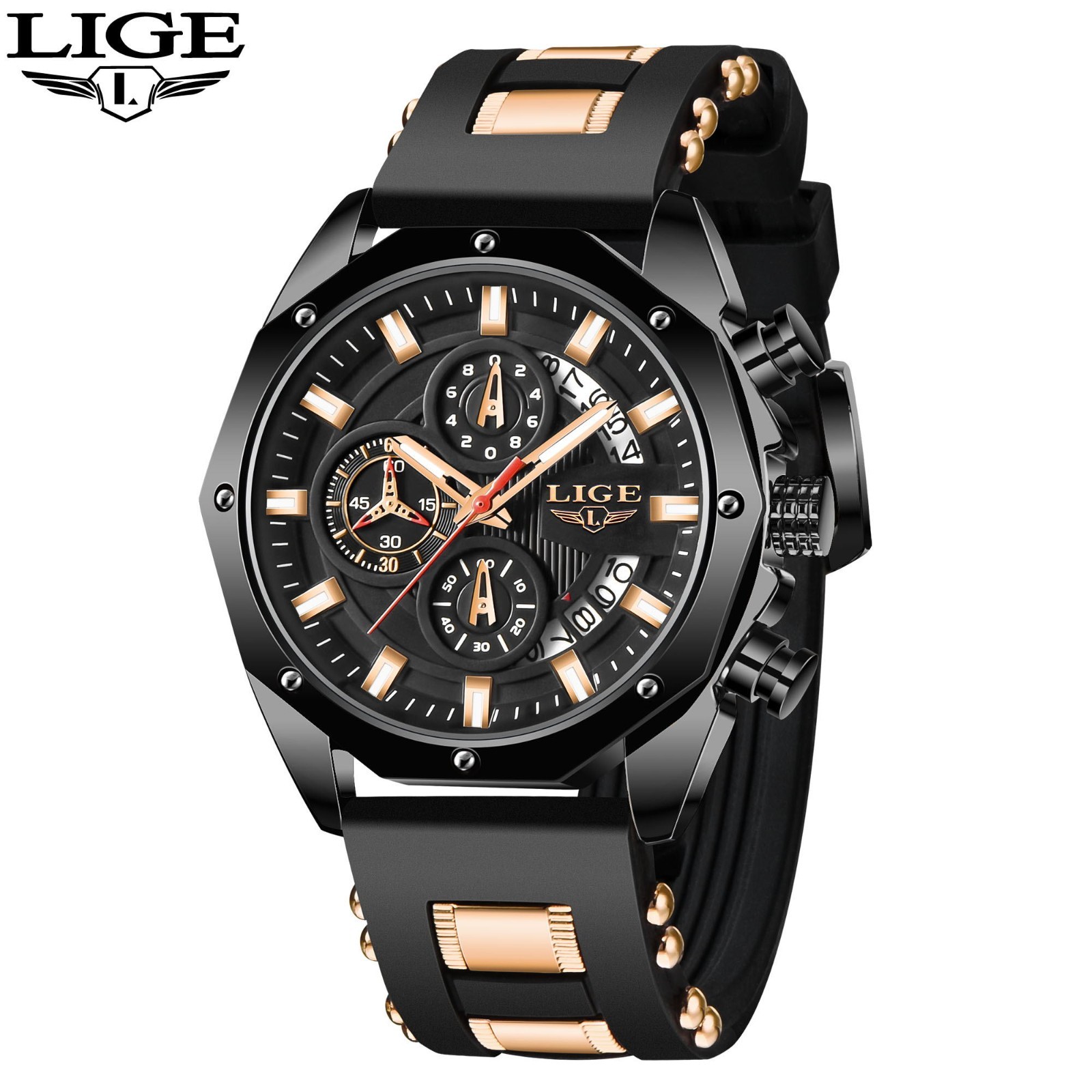 Military Men Watch Quartz Calendar Luminous Waterproof Sport Man Wristwatch +BOX
