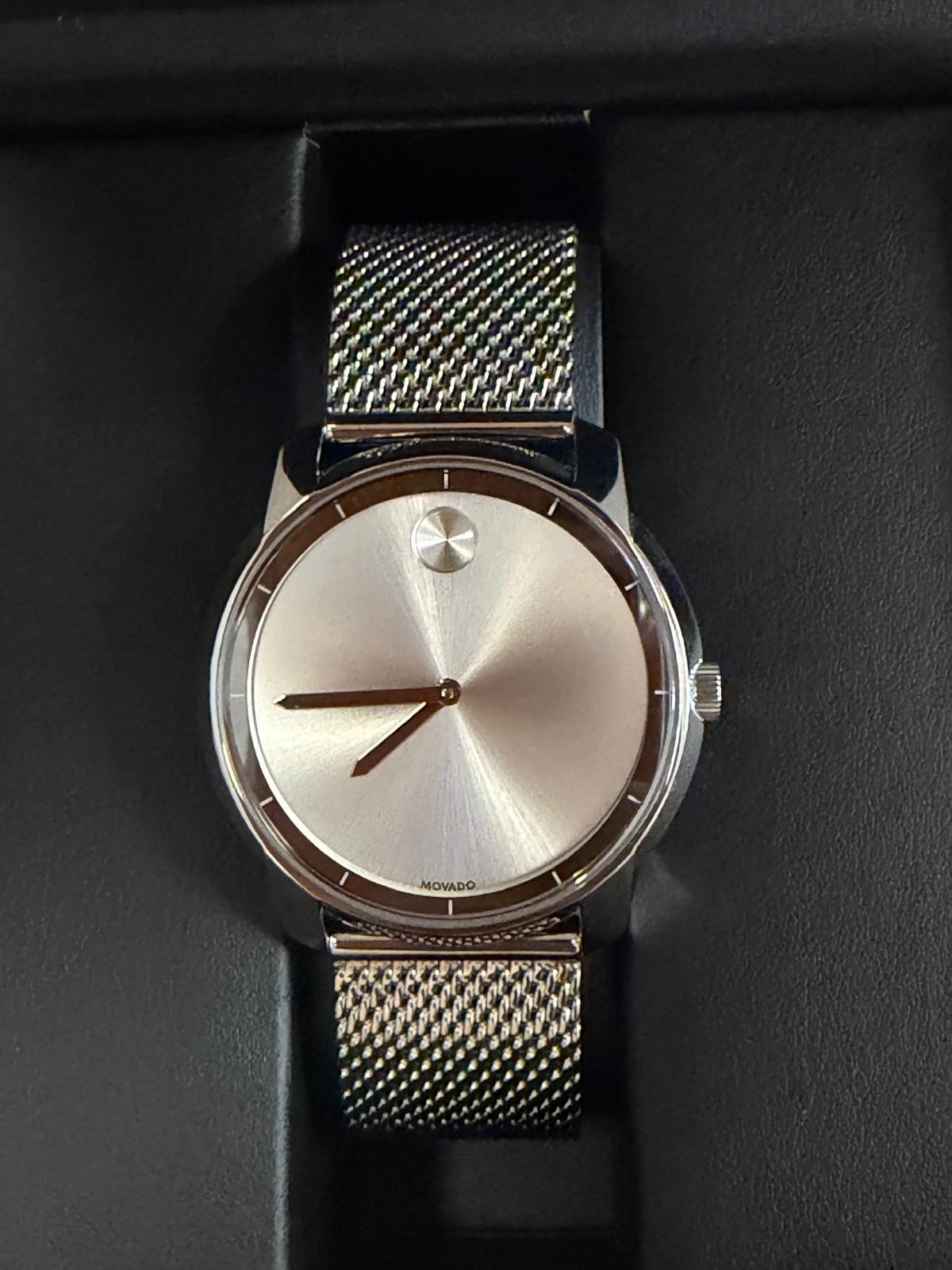 Movado Bold Series Silver Stainless Steel Mesh Silver Dial Quartz Watch for Men