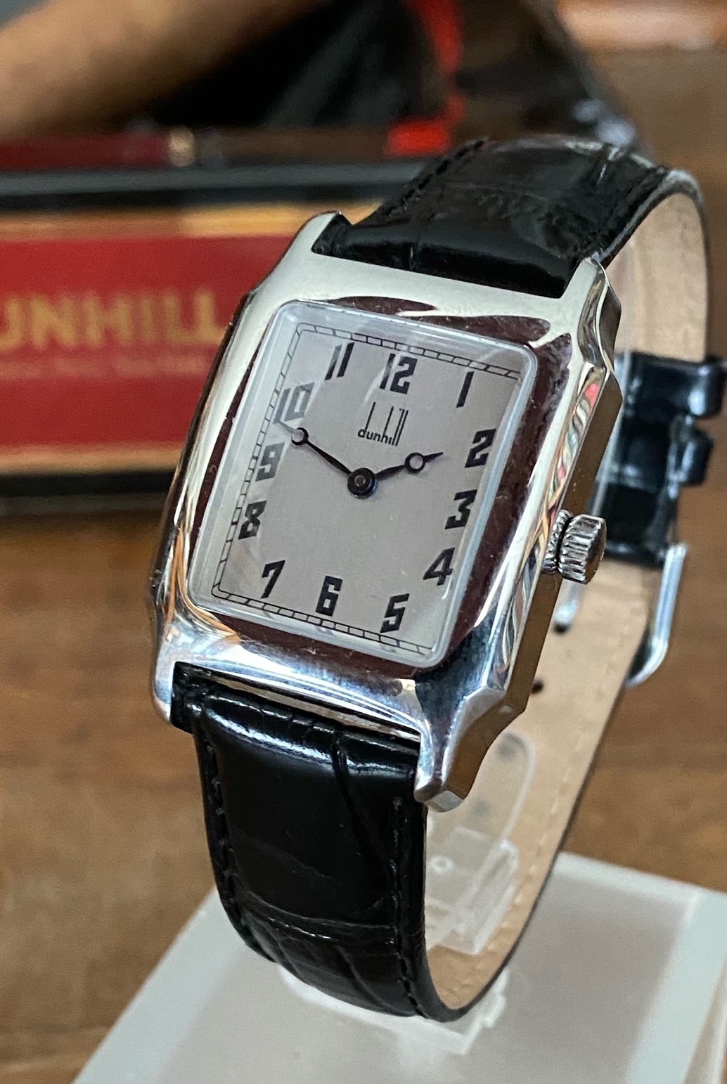 DUNHILL Men’s Rectangular by Cartier C: 1990. 28mm/39mm