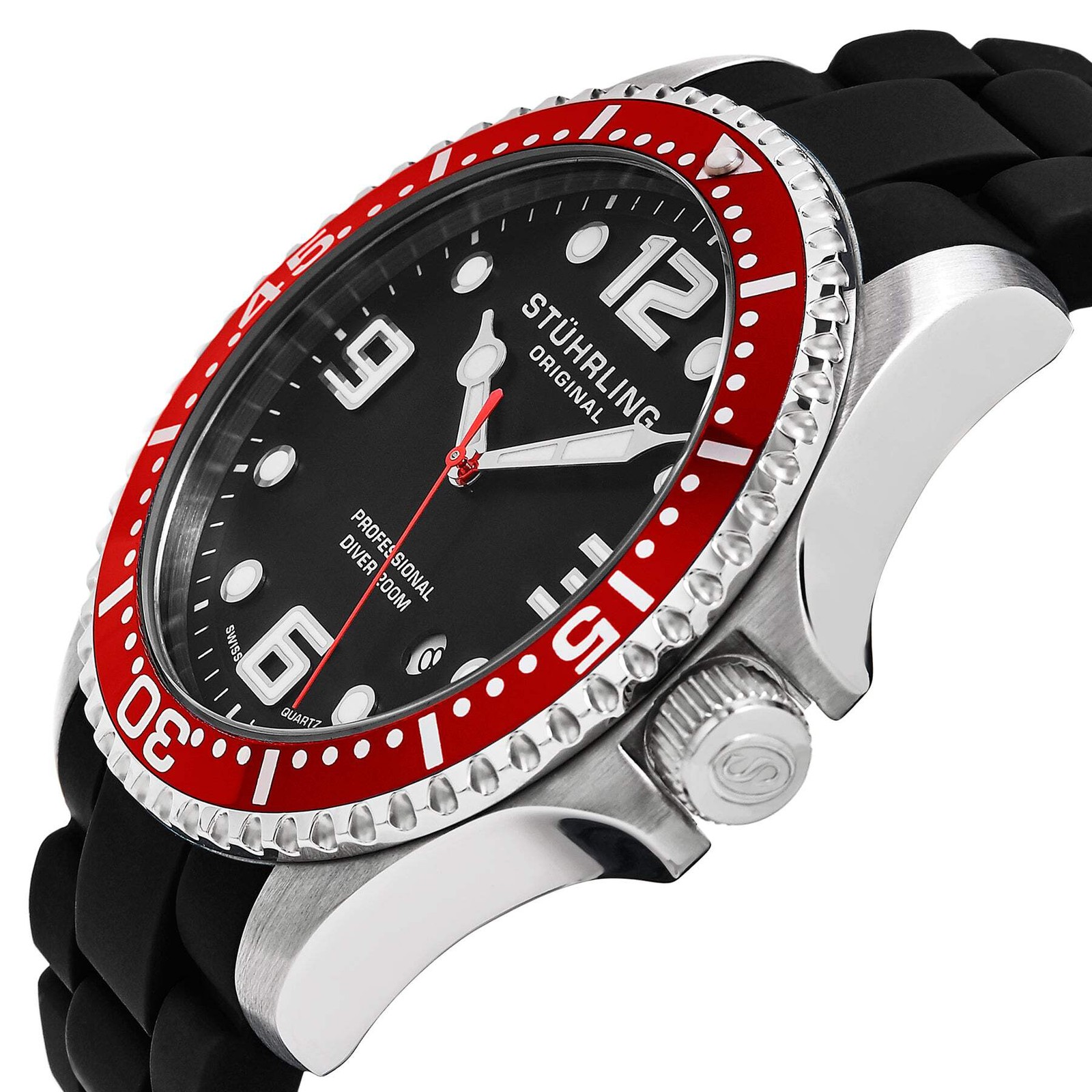 Aquadiver Silver/Red Bezel | Black Dial Wristwatch 675.02SET