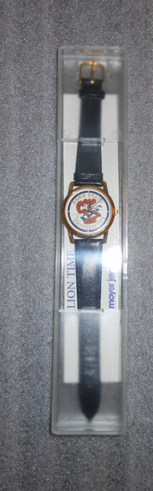 Penn State Nittany Lions Watch Gold Tone Leather Band NOS in Original Case