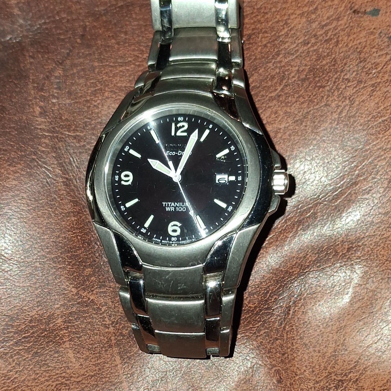 Citizen Eco-Drive Titanium Quartz 100m Black Dial Date Men’s Watch 40mm