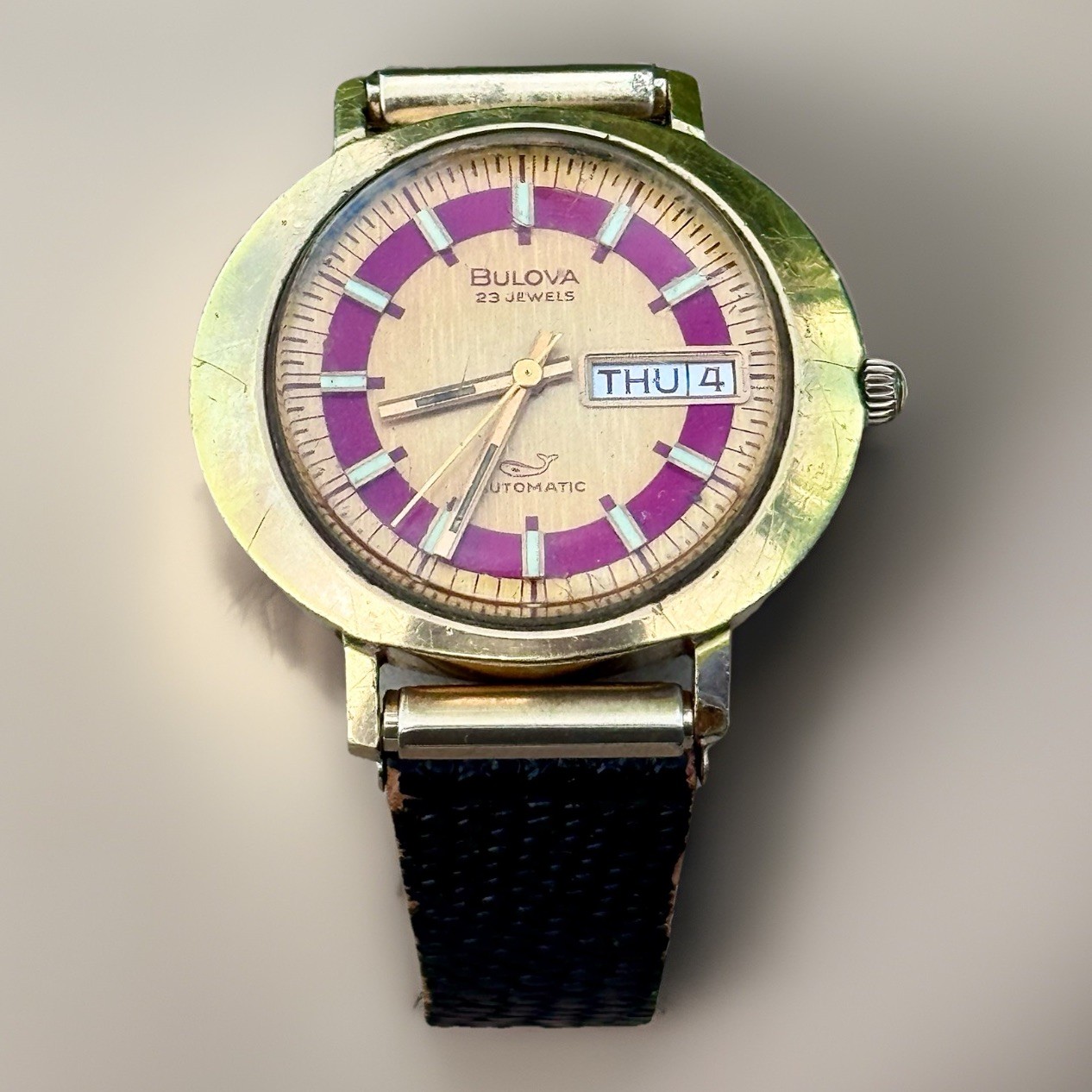 1972 Bulova Sea King Automatic – 23J Whale Burgundy Dial (President E) Running