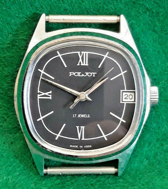 Vintage Soviet POLJOT Watch 1MChZ USSR Black Wristwatch 2614