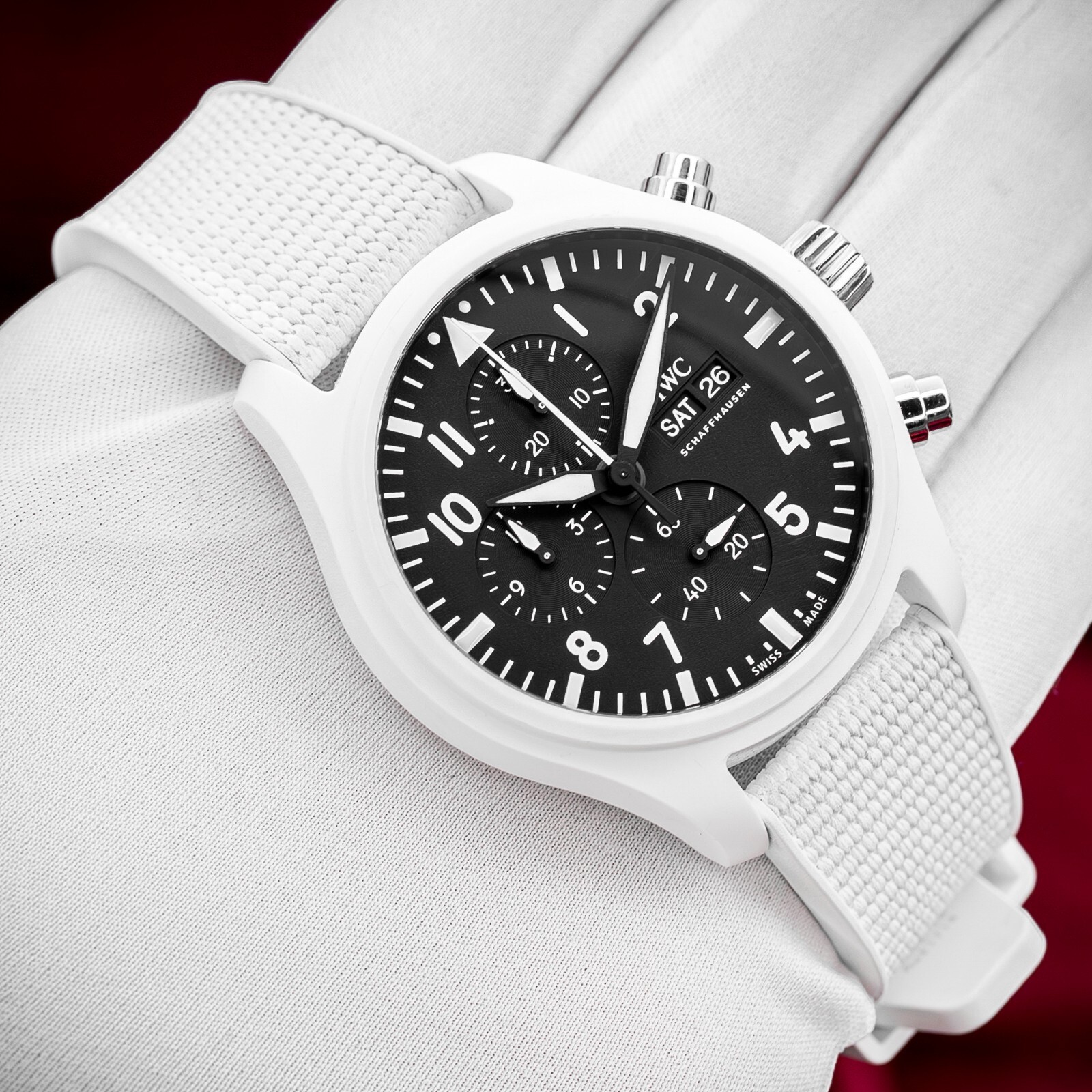 IWC Pilot’s Chronograph Top Gun Edition “Lake Tahoe” IW389105 White Ceramic MINT