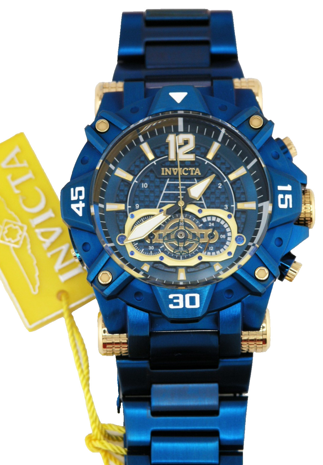 NEW INVICTA 40174 AVIATOR CHRONOGRAPH BLUE CARBON FIBER DIAL STEEL QUARTZ 52MM