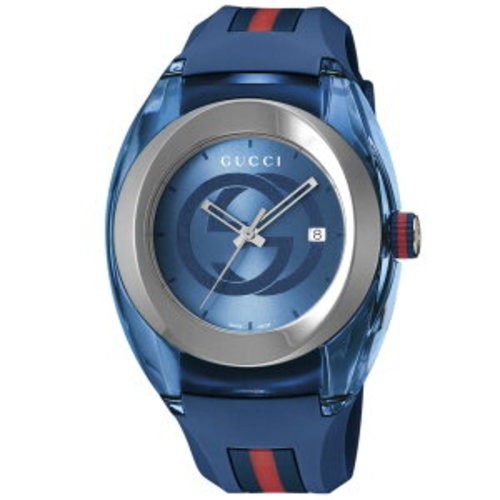 Gucci Sync XXL 46mm YA137104 Blue Rubber Band Blue Dial Unisex Watch From JAPAN