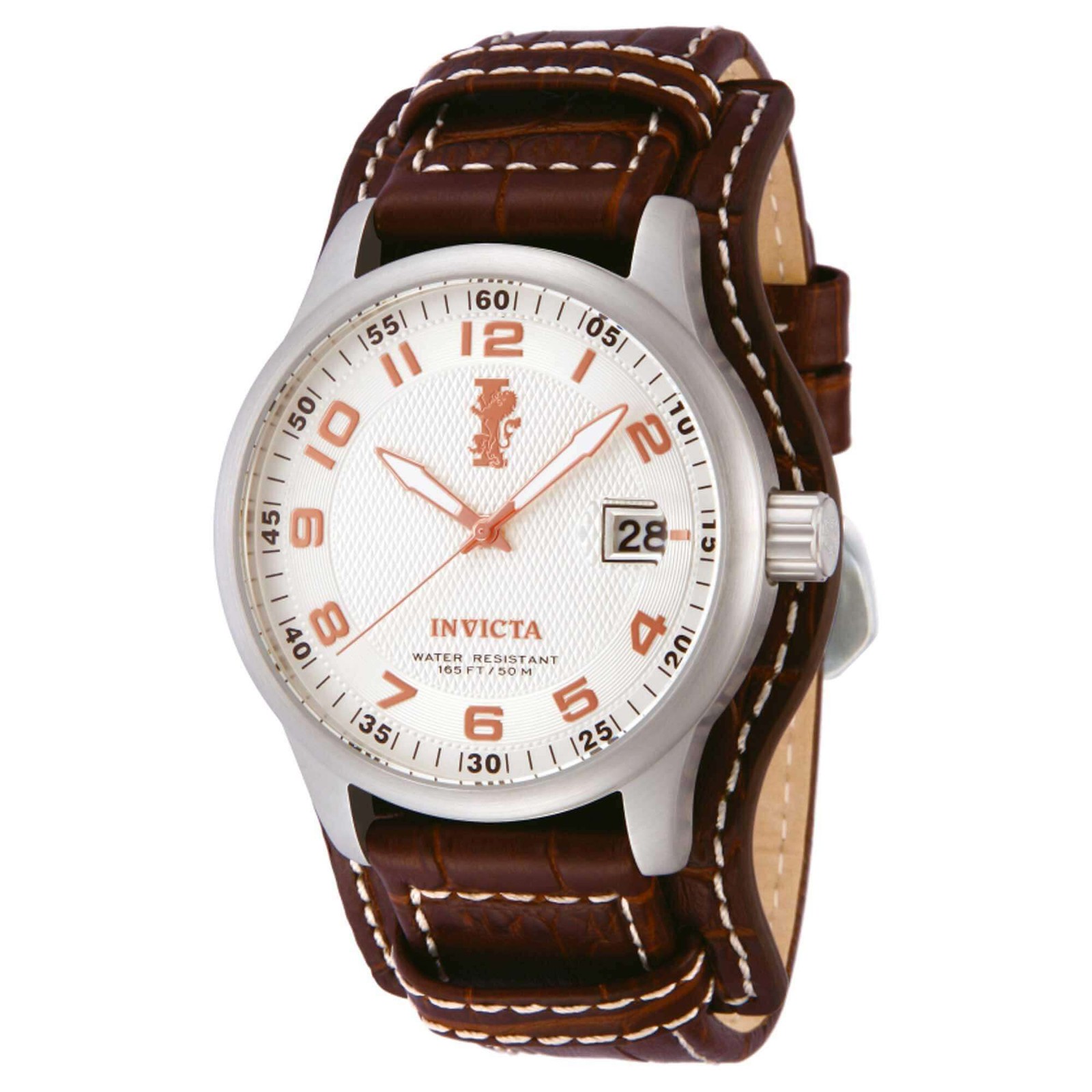 Invicta Men’s Watch I-Force Quartz Silver Tone Dial Brown Leather Strap 12552