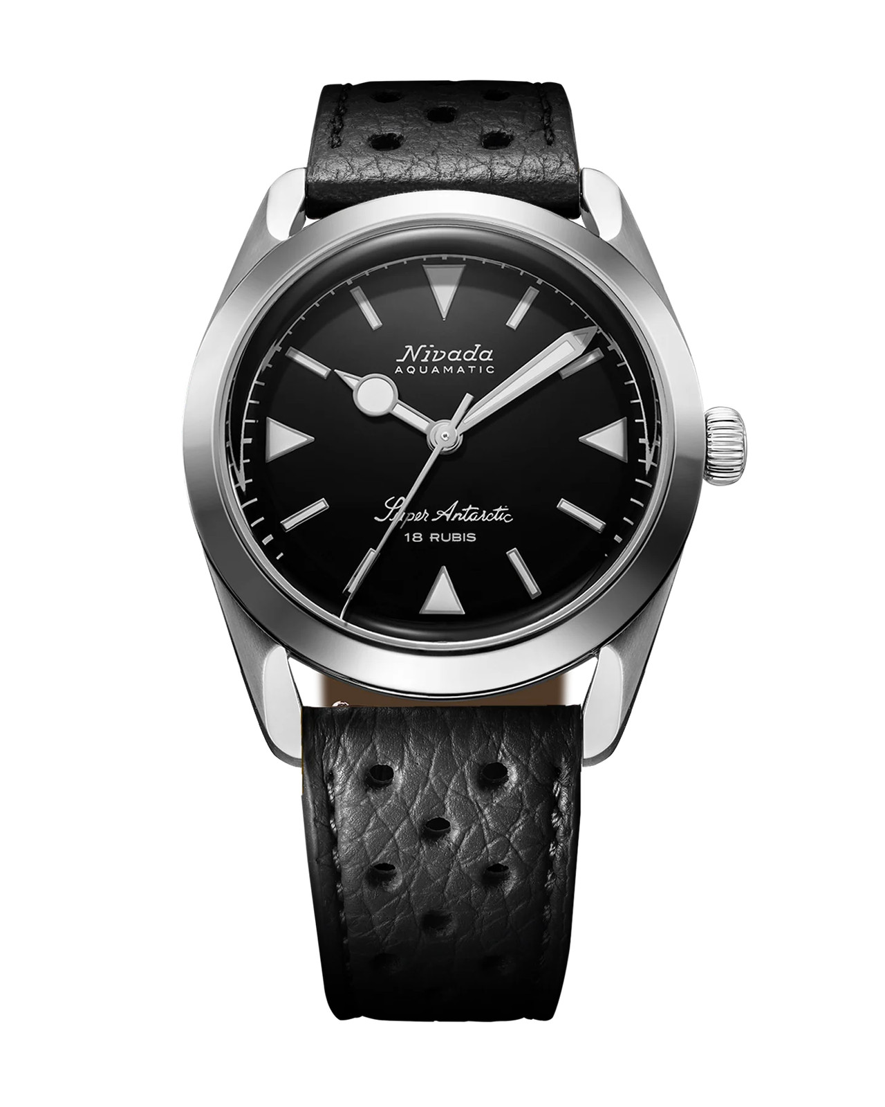 Nivada Grenchen 35014M40 Super Antarctic Black White Luminova 35mm Automatic