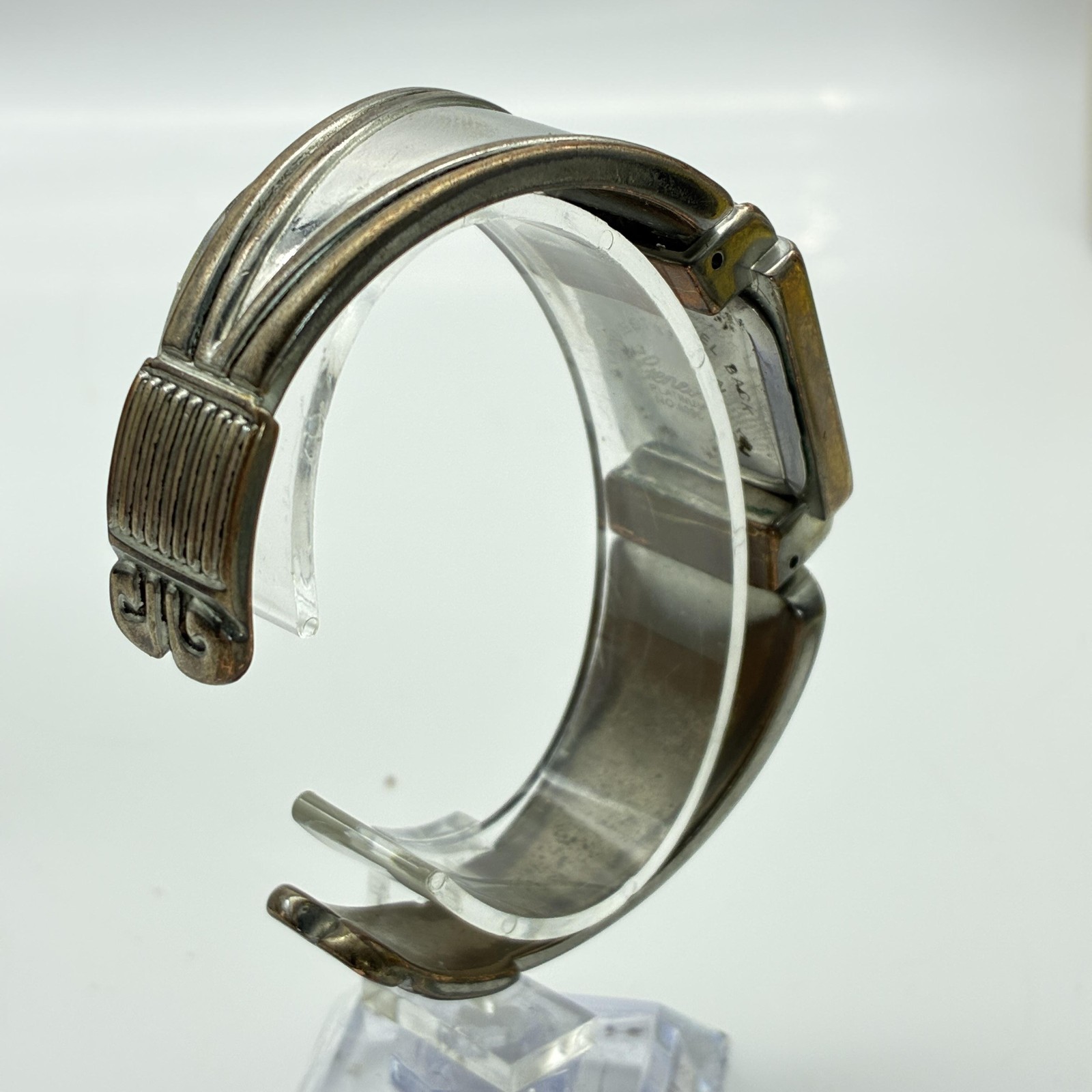 Geneva Watch Silver Dial Roman Numerals Cuff Bracelet Quartz 8090