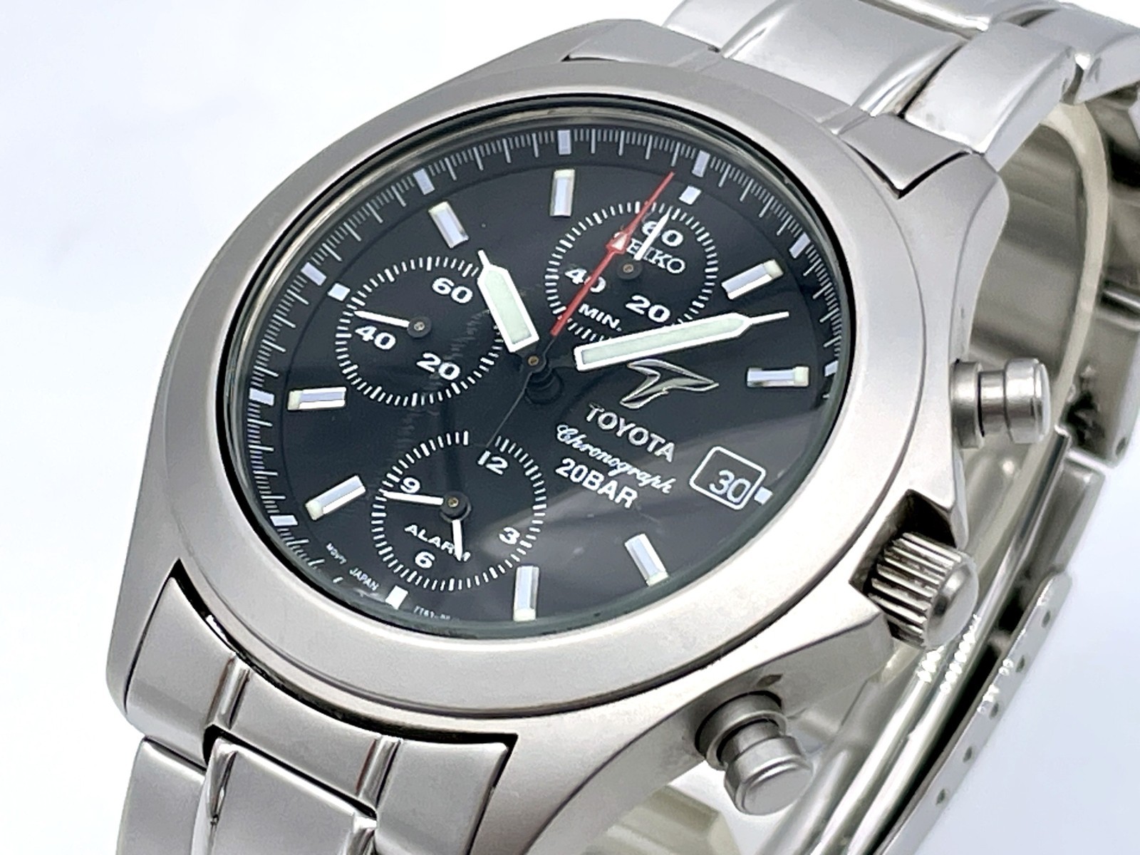 Rare TOYOTA SEIKO Collaboration Men’s Chronograph Watch 20ATM 7T62-0AH0