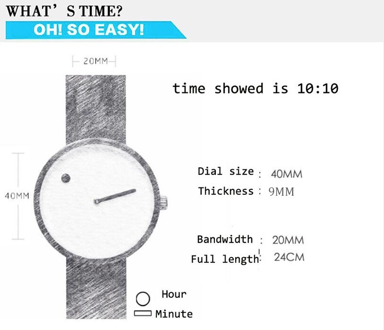 Geekthink Creative Minimalistic Quartz Unisex Adults Watch Luxury Leather 3ATM