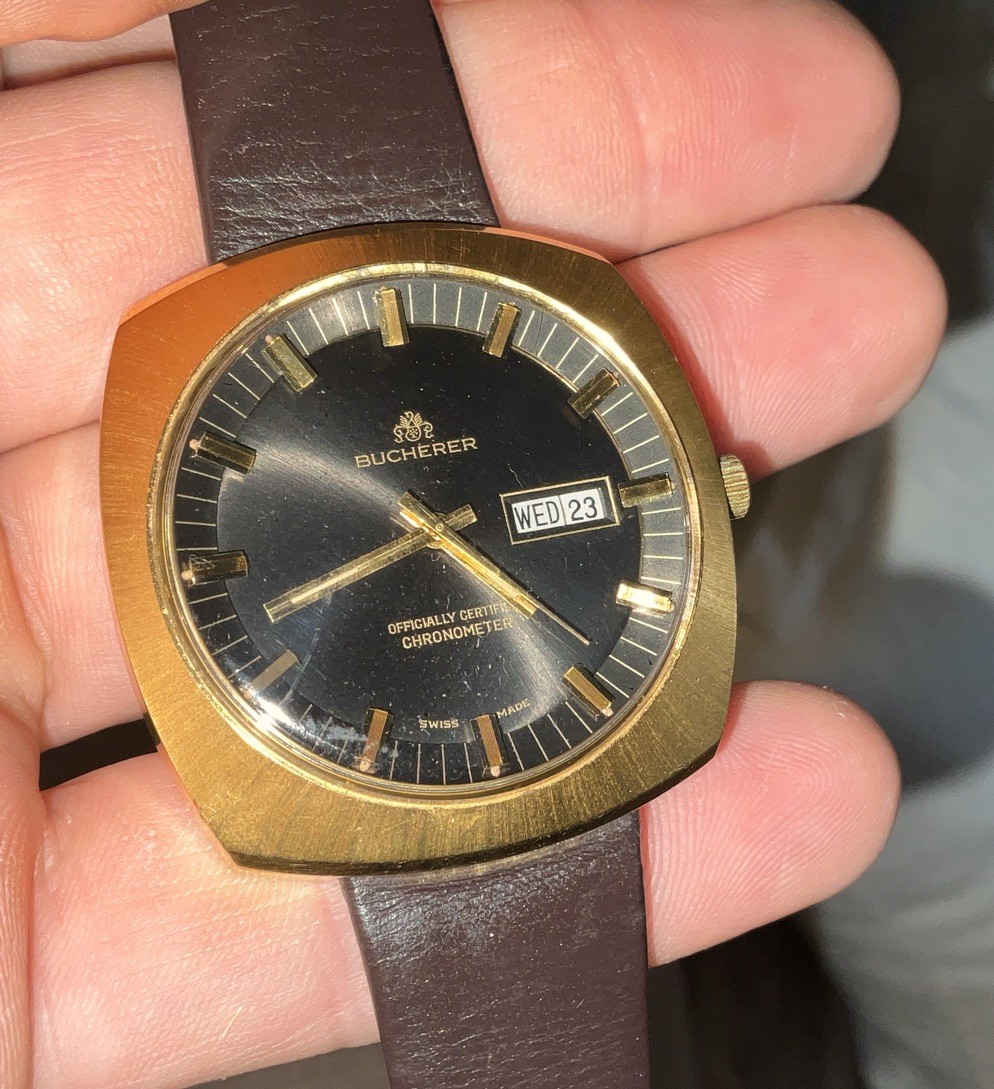 Bucherer / Day Date Automatic Officially Certified Chronometer Black Dial Rare
