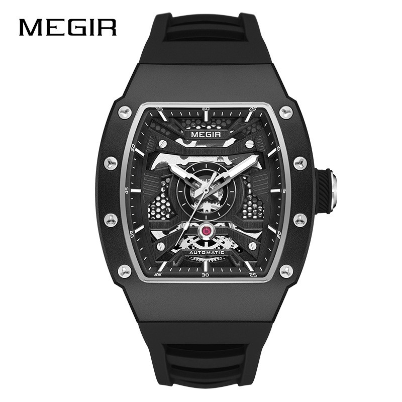 MEGIR Men’s Automatic Watch – Stainless Steel, Silicone Strap, Waterproof,