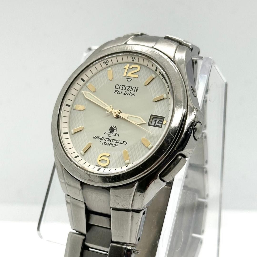 Citizen Attesa H410-T003788 Eco-Drive Radio Titanium Watch Used from Japan