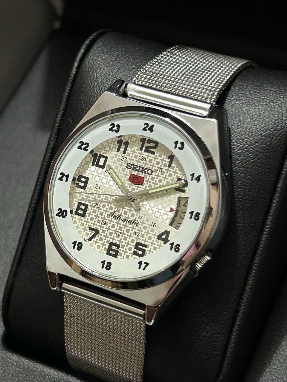 Vintage Refurbished Seiko Automatic Silver Dial D/D Men Wrist Watch 36MM