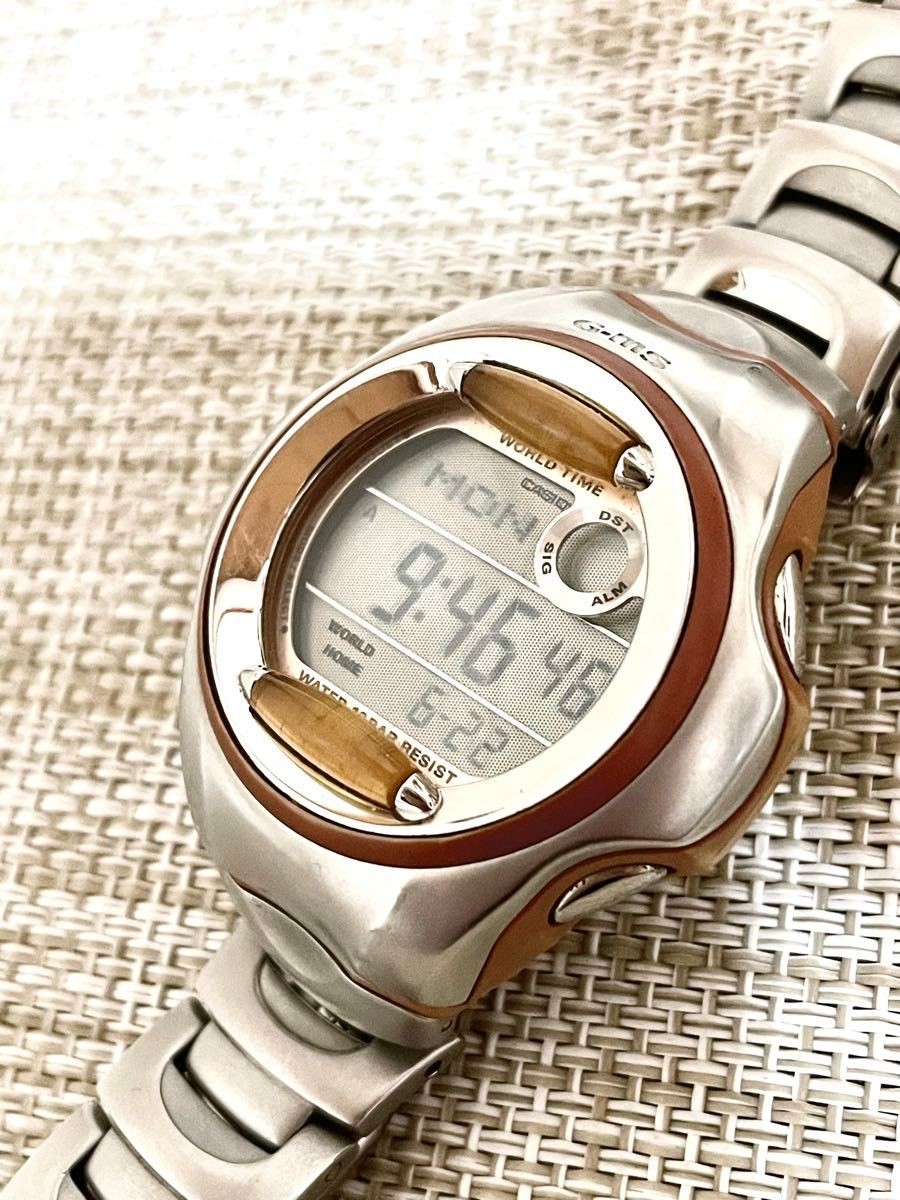 🟦 CASIO G-MS MSG-140 Digital Watch Vintage Y2K Full Metal Silver Brown Japan