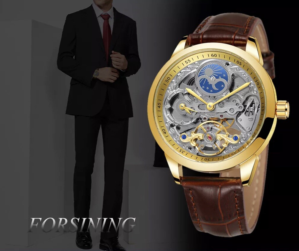 Forsining Men’s Automatic Water Proof Moon Dial Luxury Business Watch