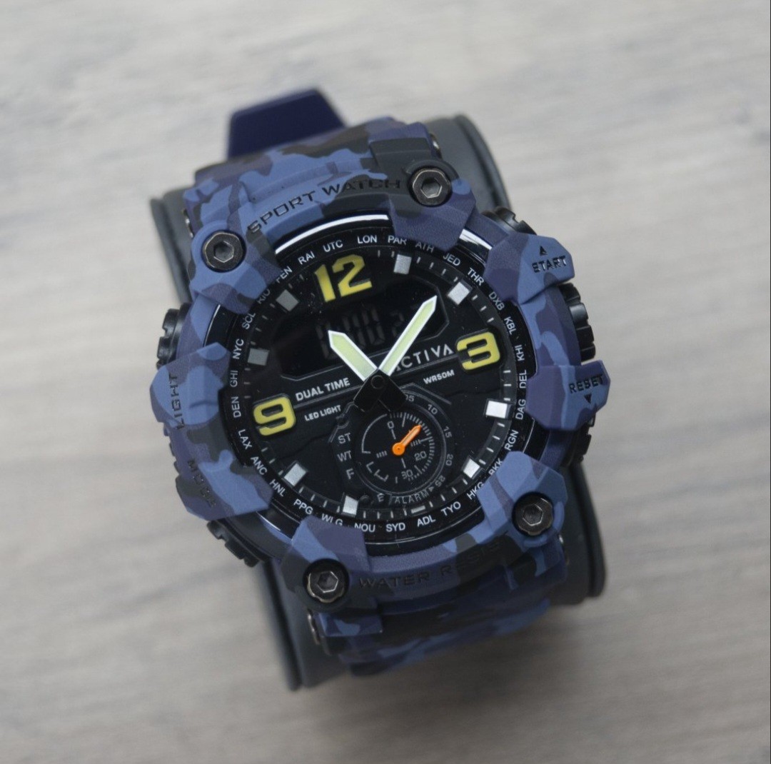 Activa Black Ops Digital 56 mm Watch Camouflage Blue ACW1637-003