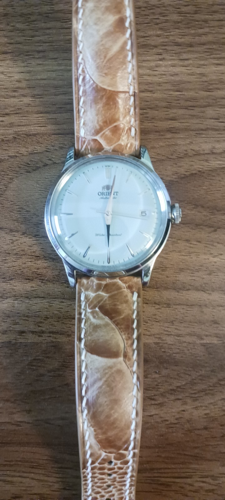 Orient 38mm Automatic Watch Bambino Version 7 LE Baby Blue w/ Ostrige Strap