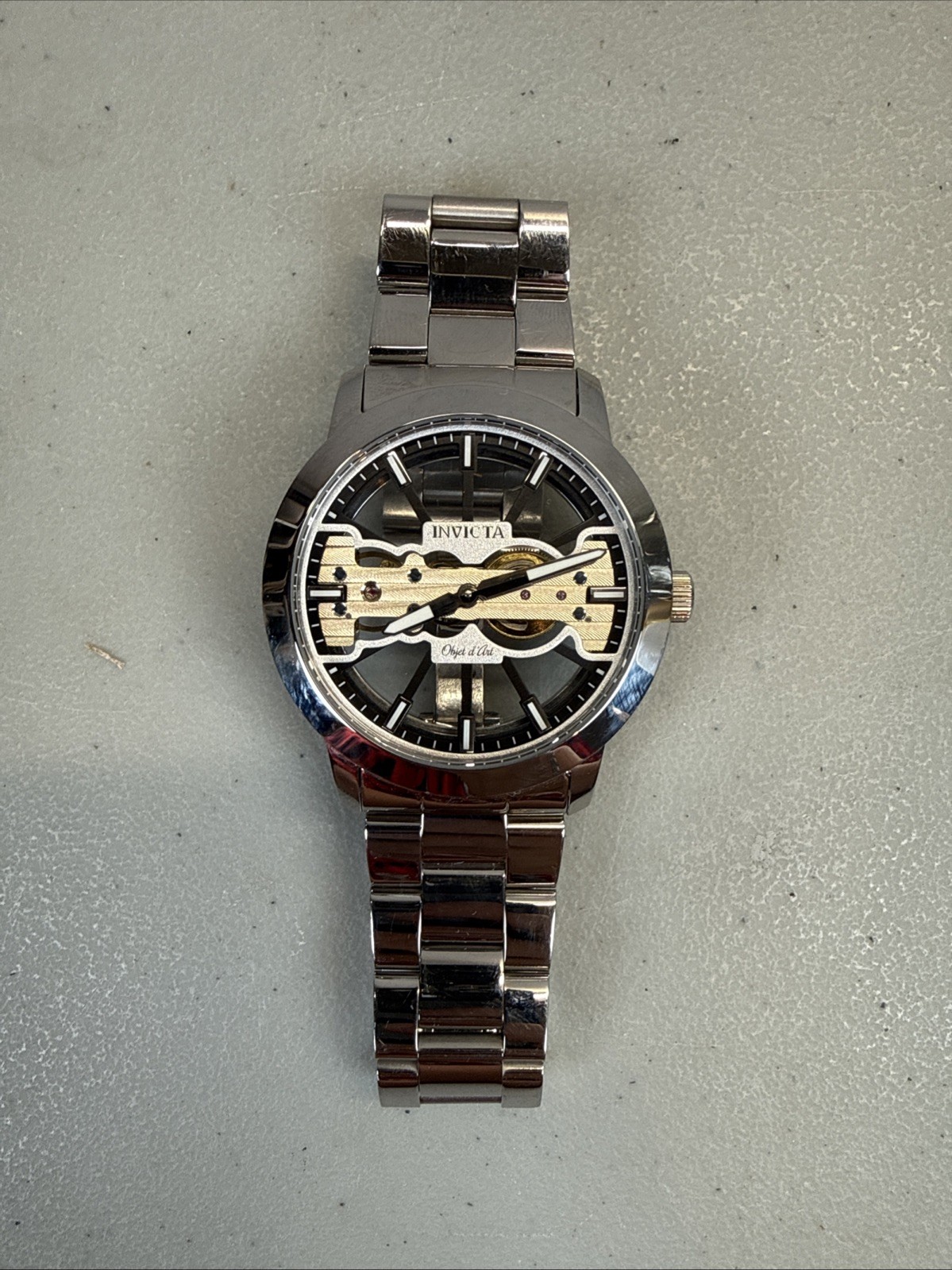 Invicta Objet D Art Men Model 25269 Silver Watch 50mm Flame Fusion Crystal