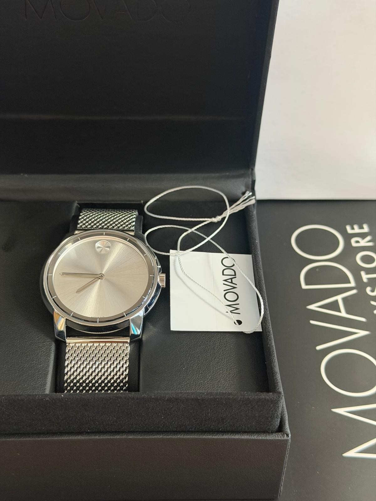 Movado Bold Series Silver Stainless Steel Mesh Silver Dial Quartz Watch for Men