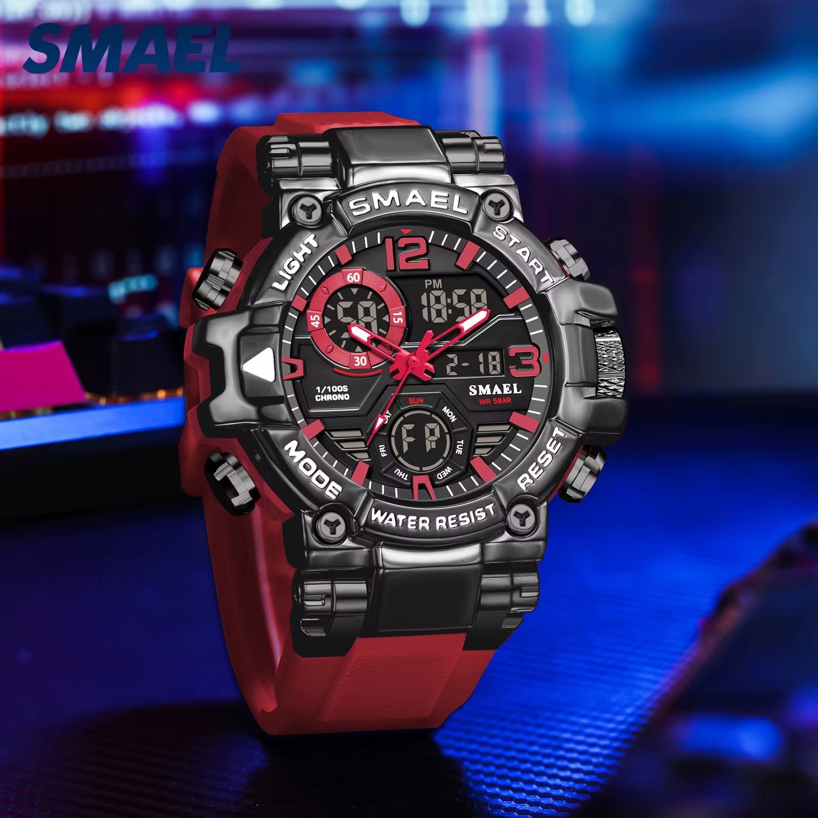 Oversized Chronograph Waterproof Digital Sport Shock Resistant WRIST WATCH 55mm