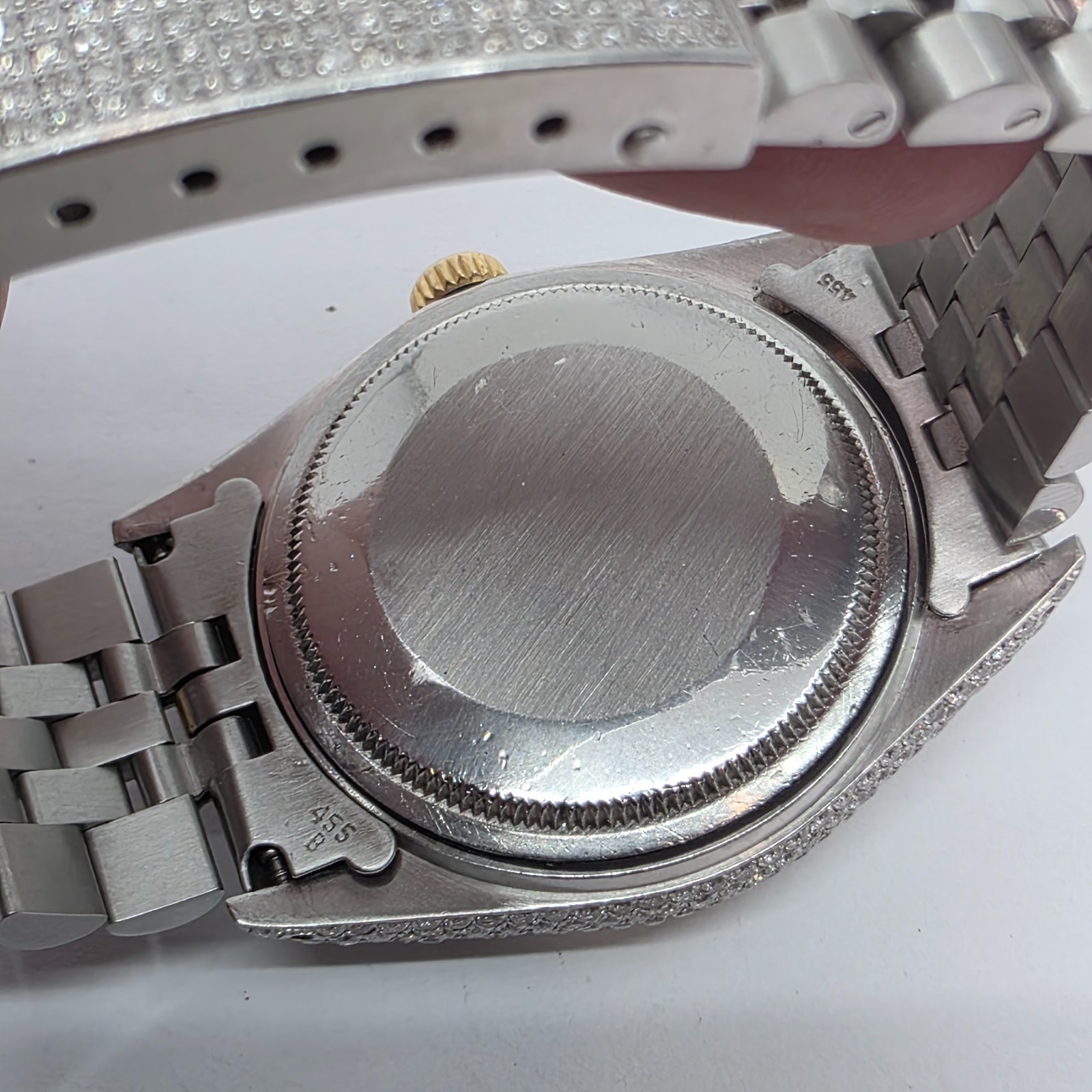 Rolex Custom Set Natural Diamond Bust Down Stainless Steel Menes Watch
