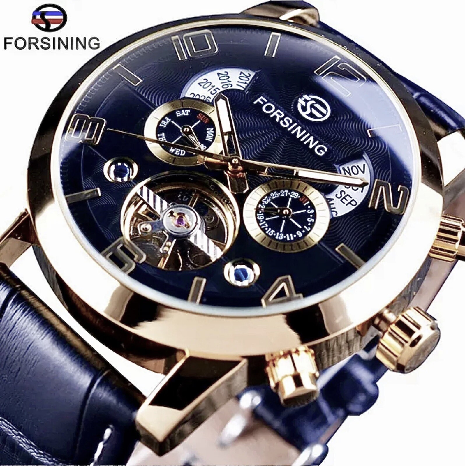 Big Tourbillion Self Winding Sport Watch. Day Month Date Waterproof Mens Watch