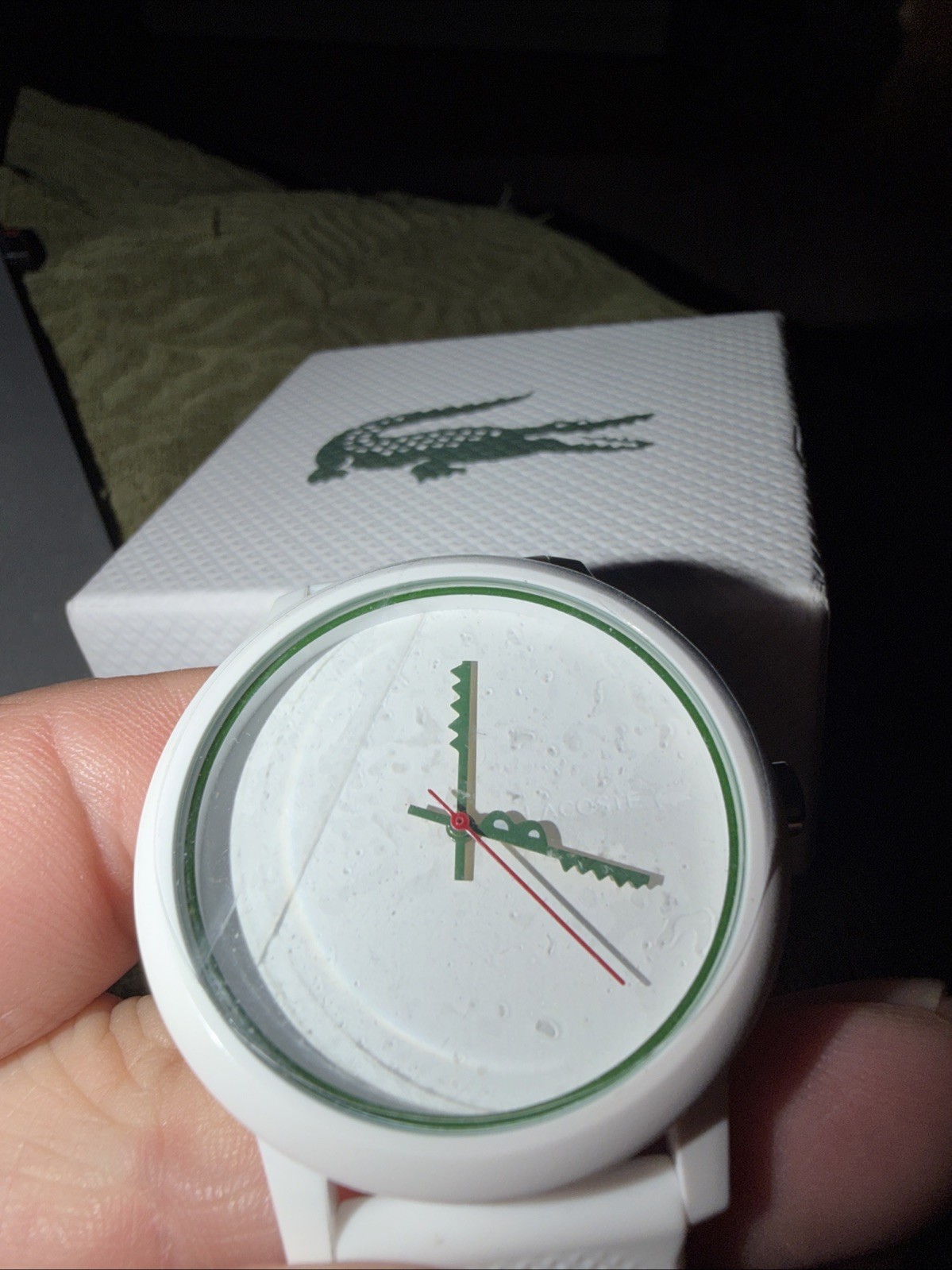Make Offer New-Lacoste L.12.12 2011069 White Dial White Silicone Strap Men Watch
