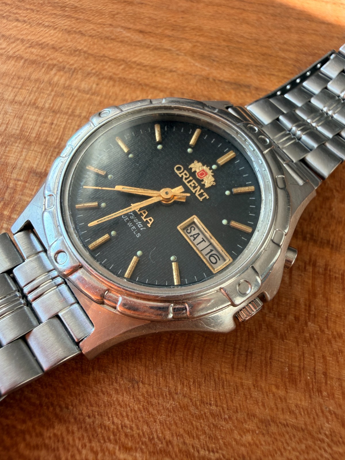 Vintage Orient Crystal Automatic Men Watch-black Dial 21 Jewels (Japan-Made)