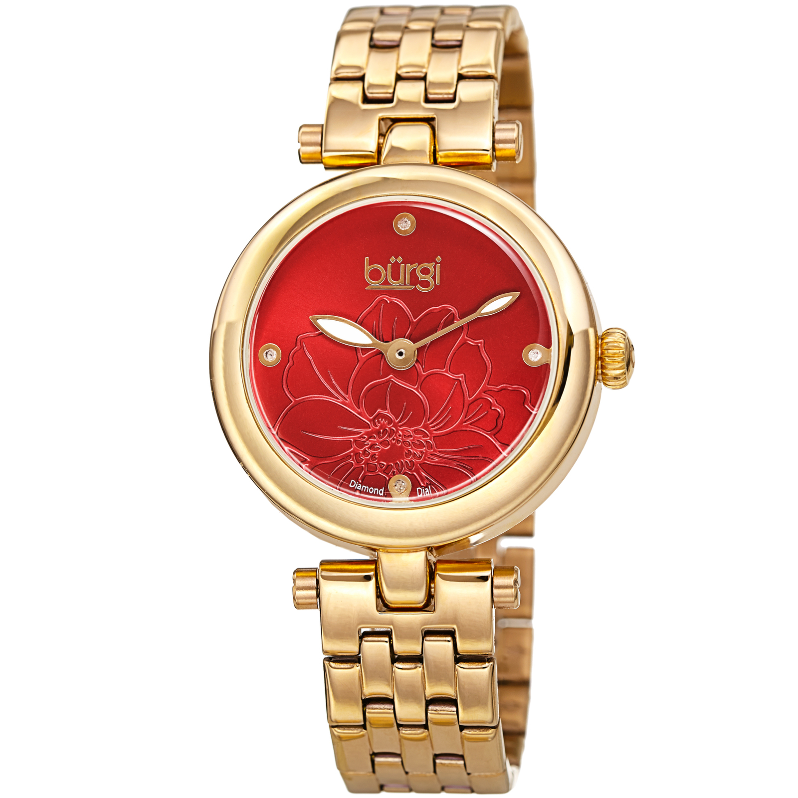 Women’s Bugi BUR223YGR Diamond Flower Engraved Gold Tone Stainless Steel Watch