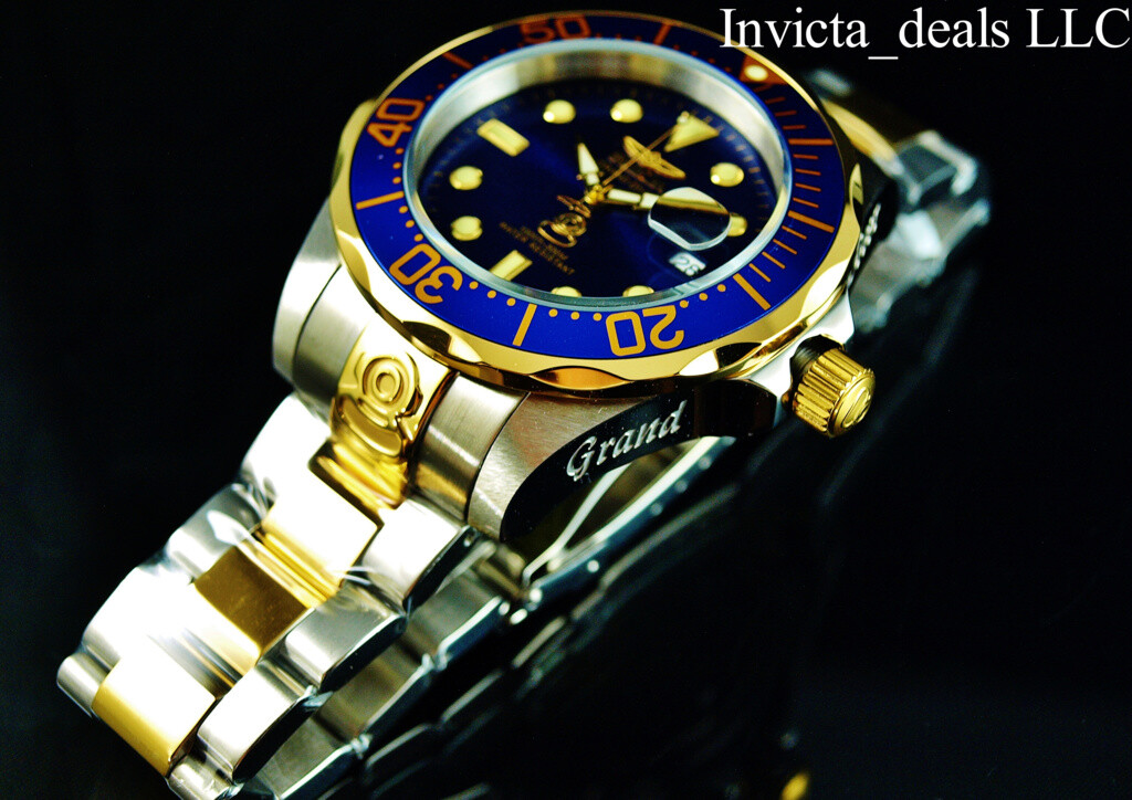 Invicta Men’s 47mm GRAND DIVER Automatic Blue Dial Gold Plated Two Tone SS Watch
