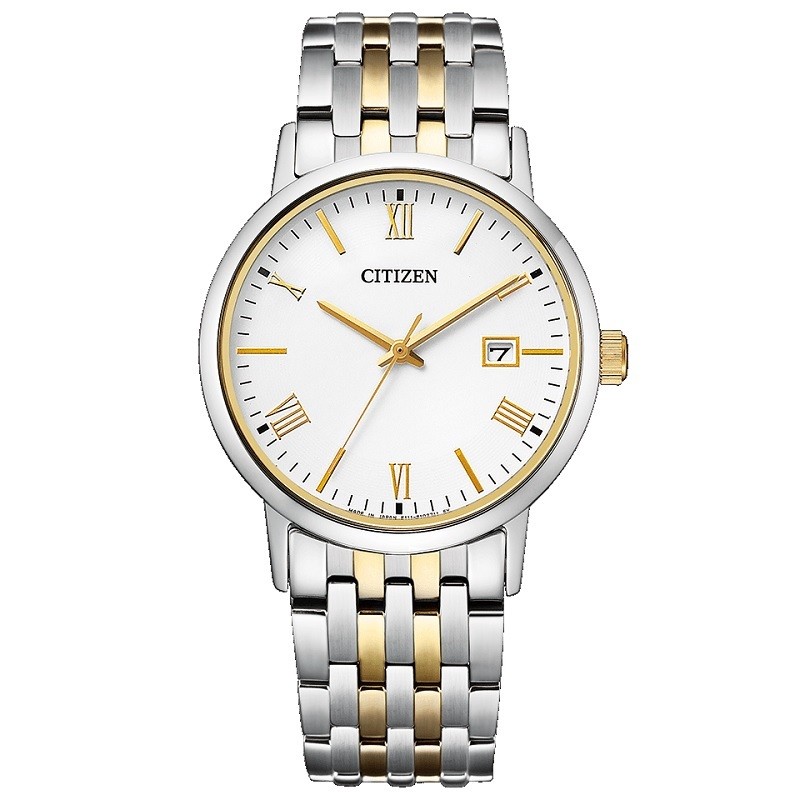 Brand New CITIZEN BM6774 51C Eco Drive Solar Watch White Dial Gold Combination C
