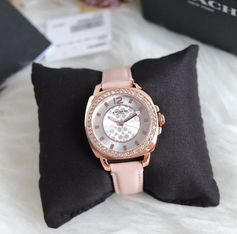 NWB 14503151 AUTHENTIC Coach Rose Gold Swarovski Crystal Woman Pink Watch 34mm