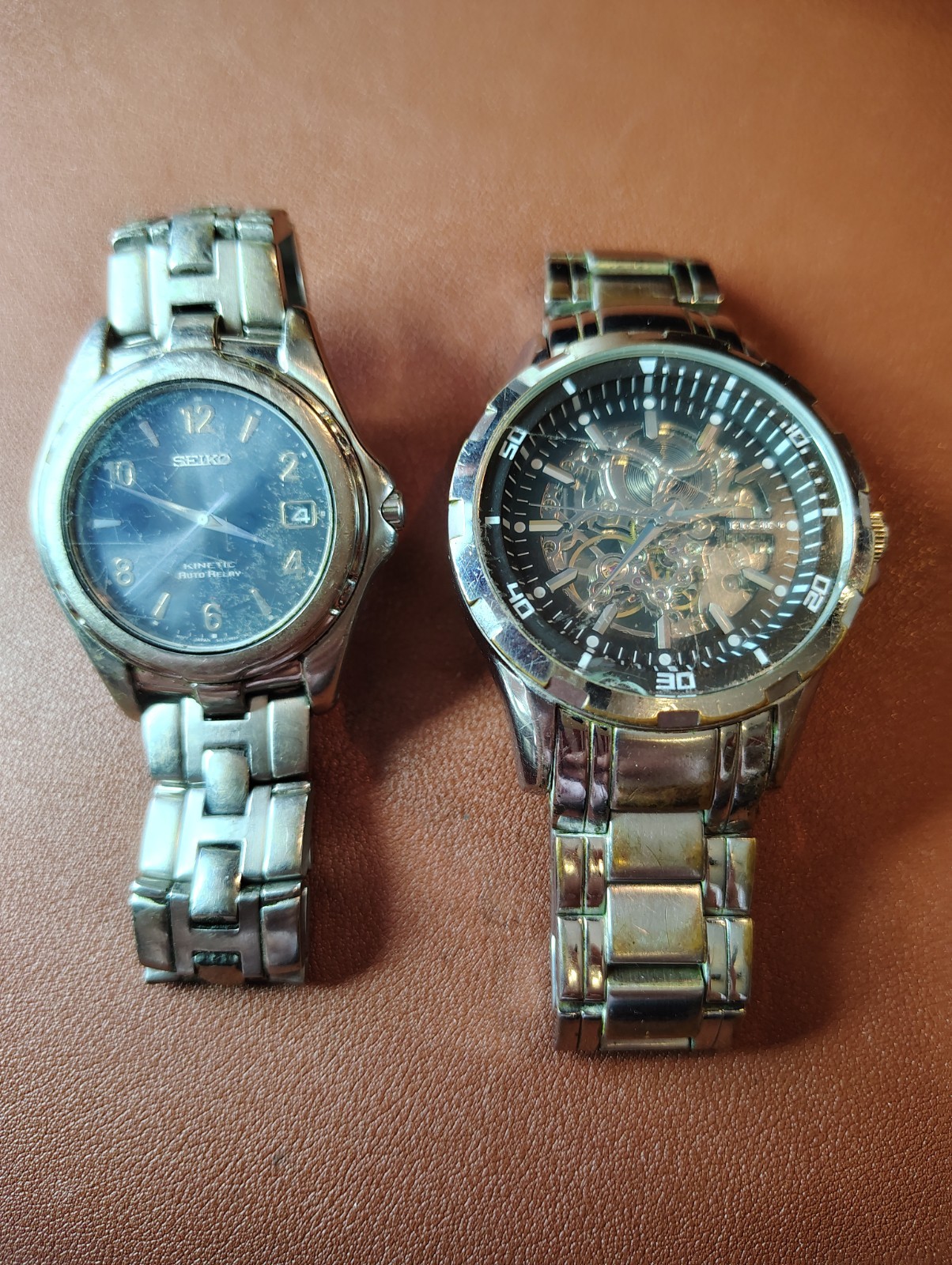 Mens Watches Elgin Skeleton , Seiko Kinetic