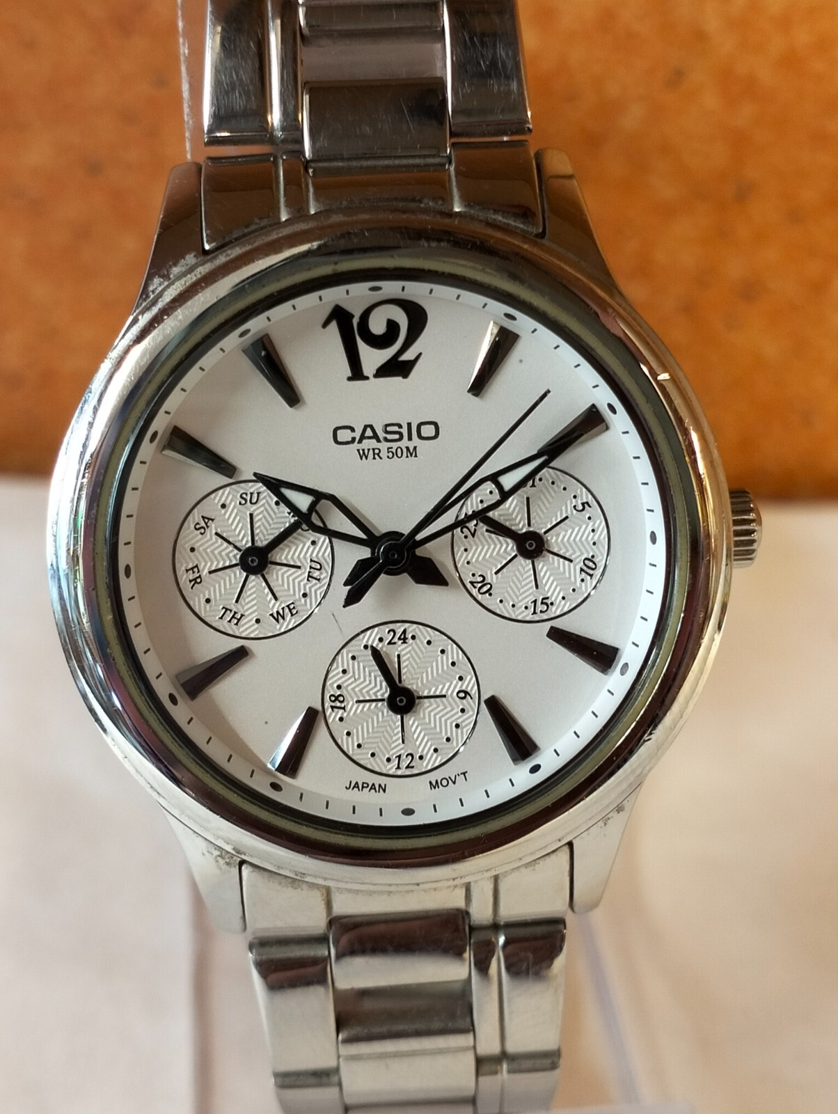 MULTIFUNCTION QUARTZ WHITE DIAL LTP-2085 JAPAN WOMEN’S FULL WORK ALL ORG.