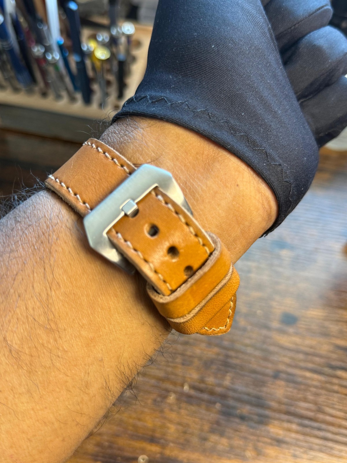 Qaiser Pathfinder green Watch Swiss made ETA 6498 movement handmade Strap