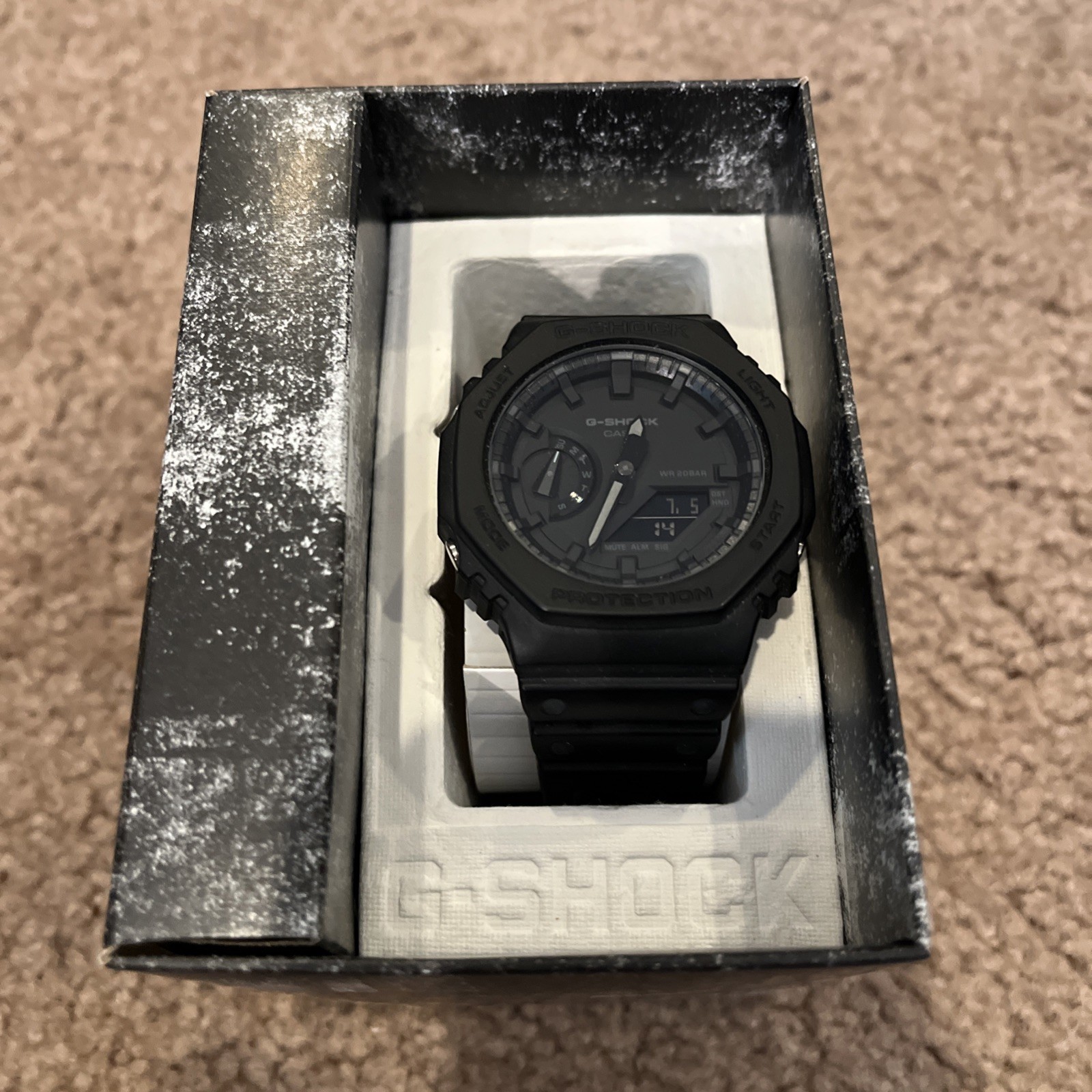 Original Casio G- Shock GA-2100 5611 Black out case dial band grey hands