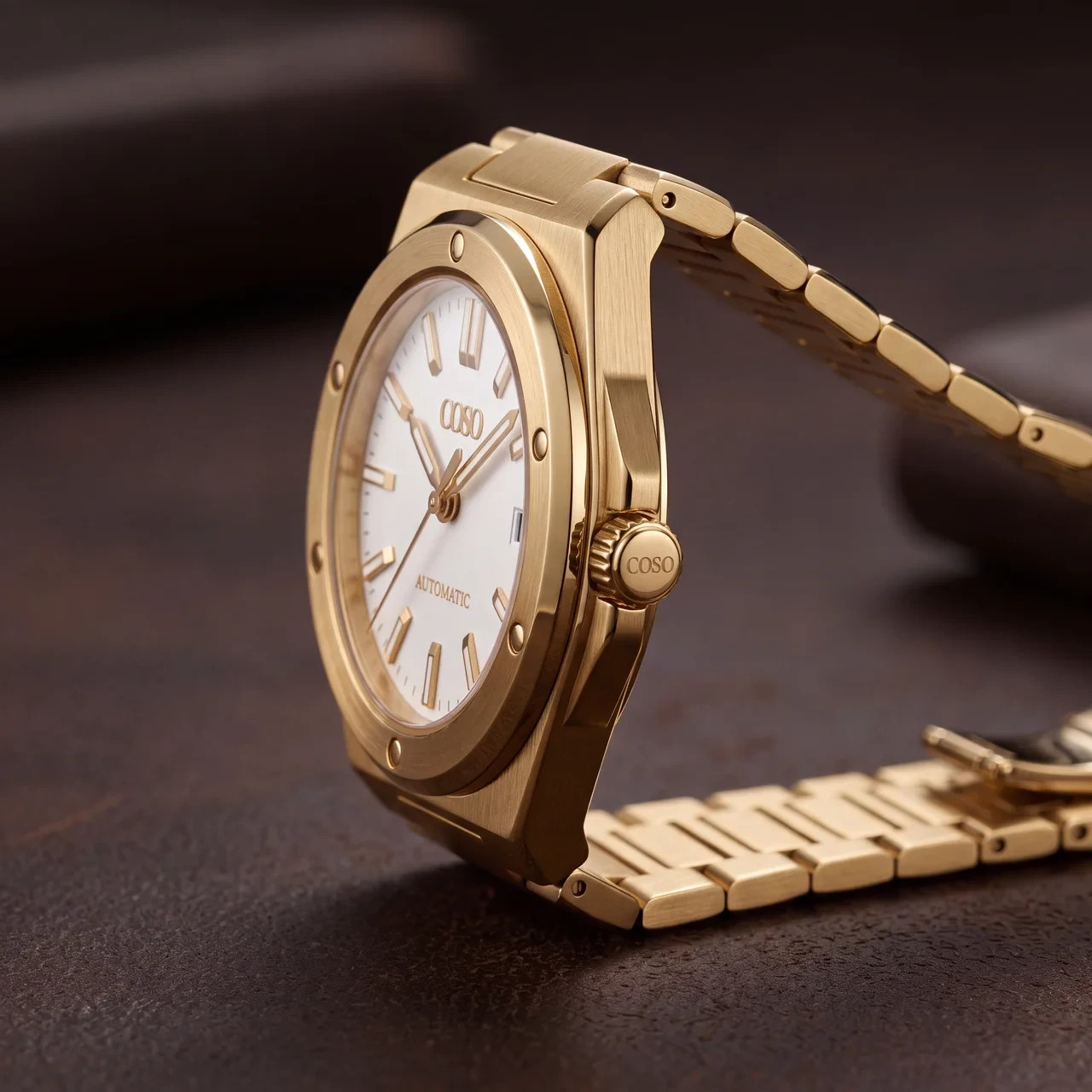 COSO Valtor Automatic White Dial Full Gold Bracelet