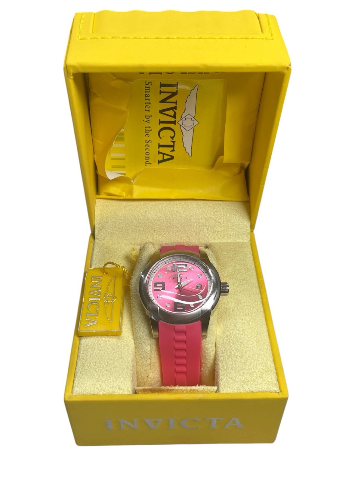 Invicta Angel 19362 Women’s Watch NWT Stainless Steel Pink Flame‑Fusion Crystal